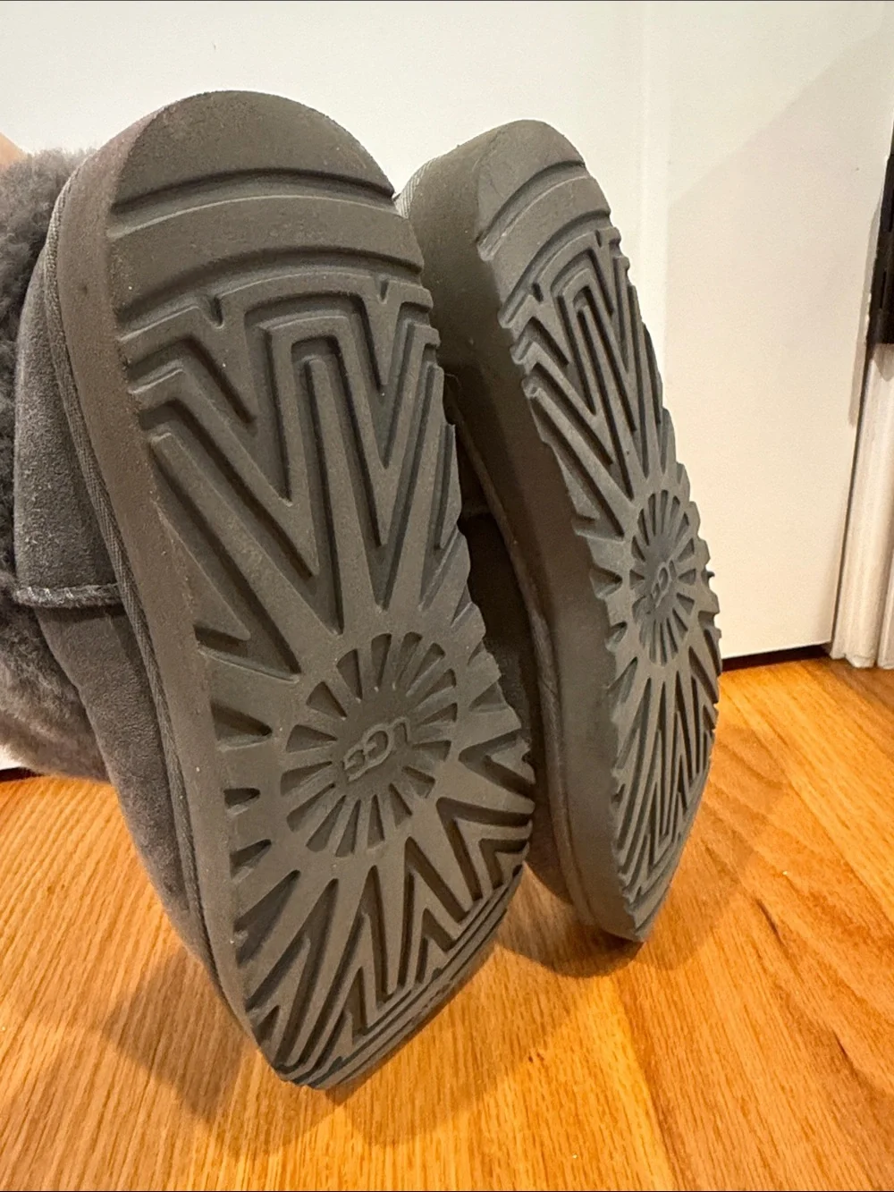 UGG Women's Short Gray Suede Shearling Boots